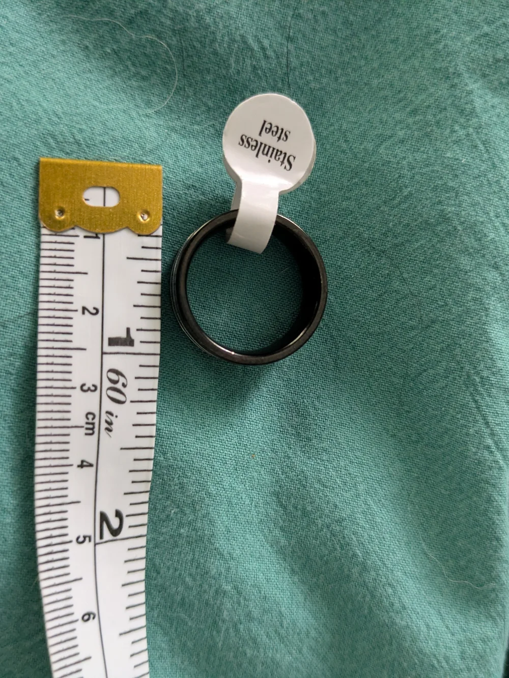 Black And Silver Stainless Steel Ring (Size 17) Double Loop Two Tone
